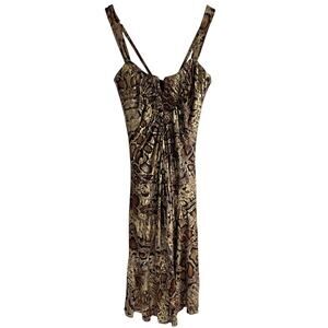 Bebe Women’s Size Medium Y2K Animal Print Gold Brown Bodycon Dress‎